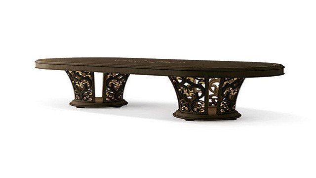 Oval fixed table engraved