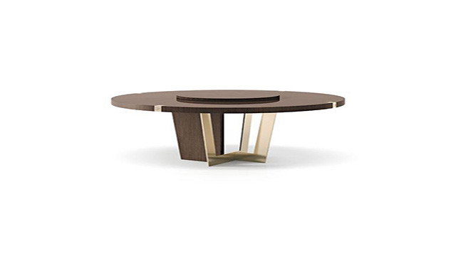 Fixed round table with Lazy Susan and metal legs