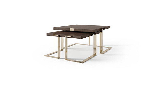 Square coffee table with metal legs