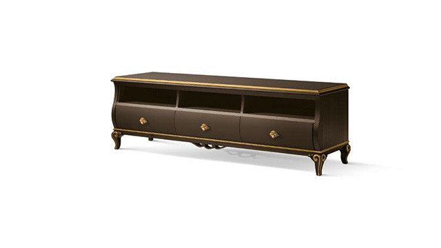 Elegant TV cabinet with open shelves