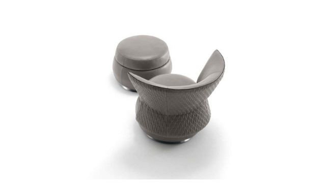 Stylish Modern Chair and Pouf Set