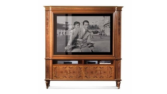 Luxury Tv cabinet in walnut and ash-wood briar finishing