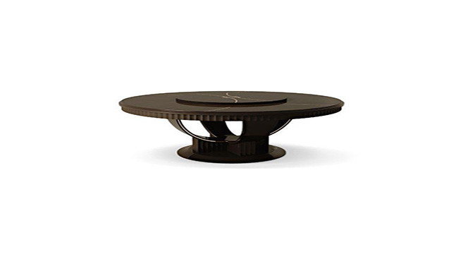 Round table with Lazy Susan – herringbone and décor