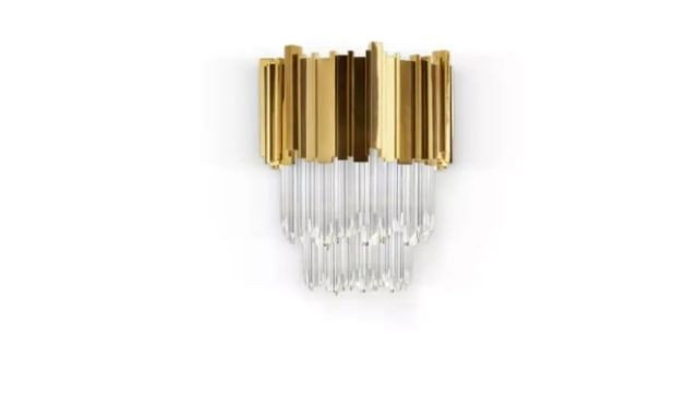 Luxurious gold and crystal glass wall Light