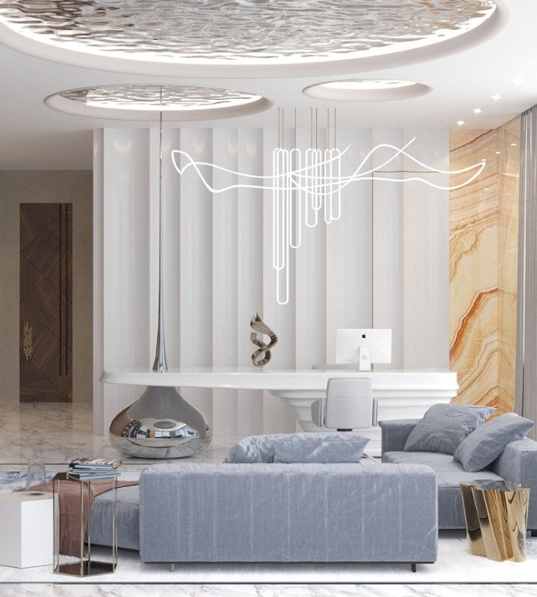 Luxury Design Swivel Armchair with wooden base