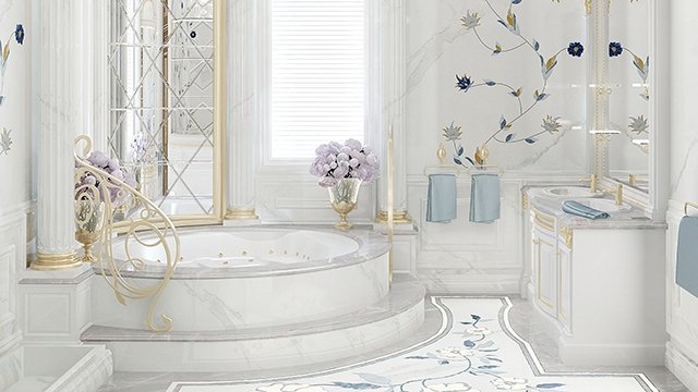 أفكار تصميم حمامات فاخرة لتجديد فخم